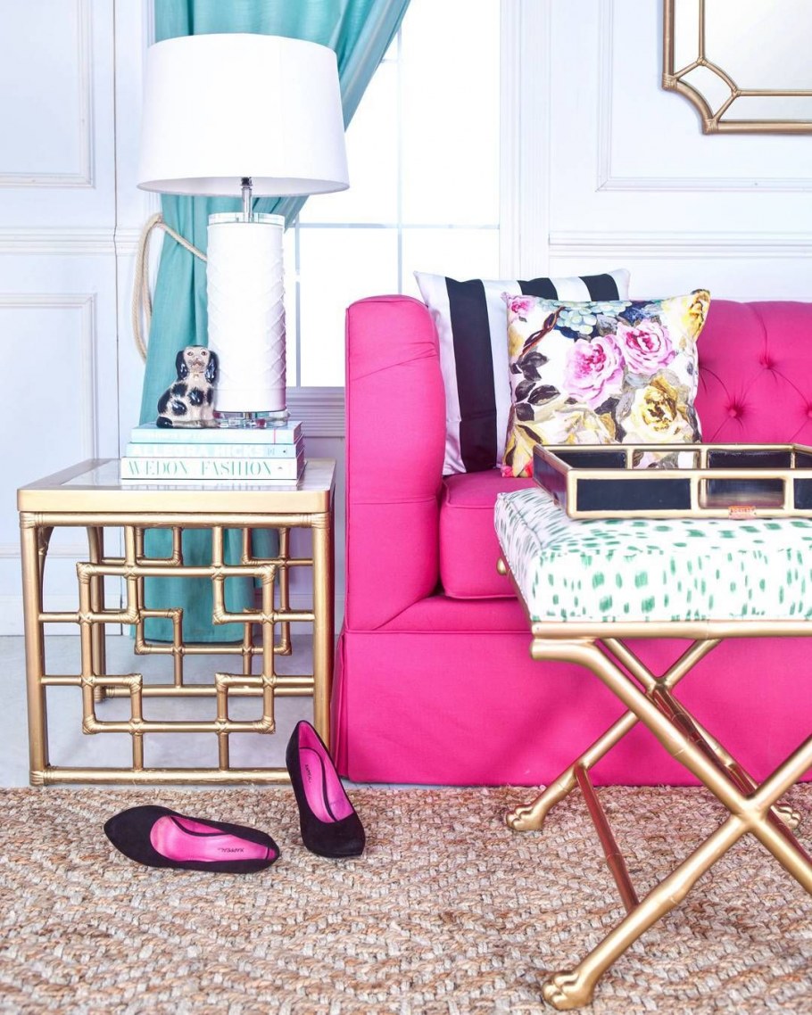 Розовые акценты в интерьере