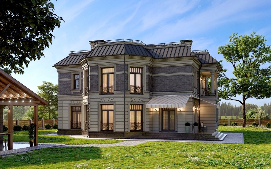 Элитные проекты домов вилл и особняков в стиле Неоклассика
