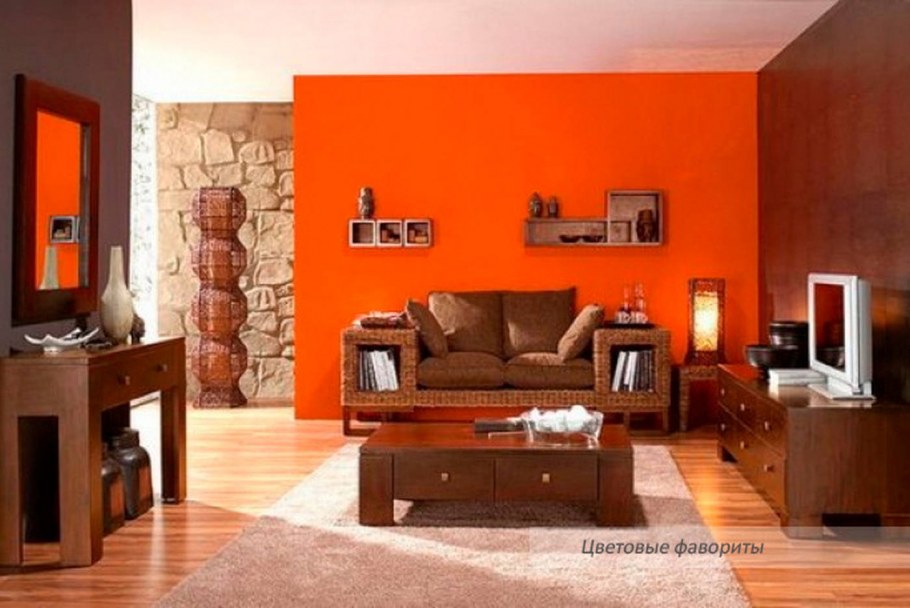 Шоколадные стены в интерьере