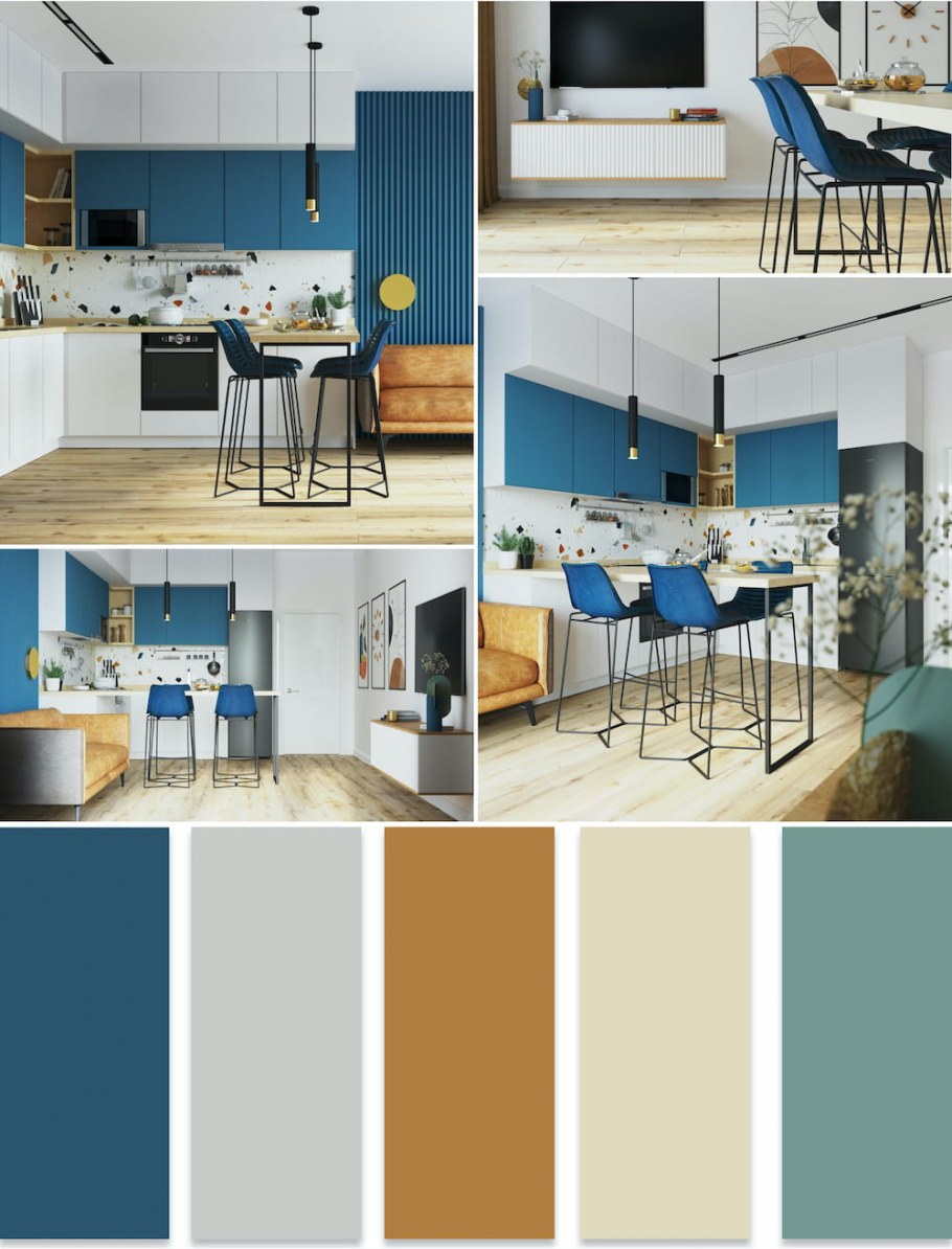 Сочетание цветов в интерьере таблица пол потолок стены мебель