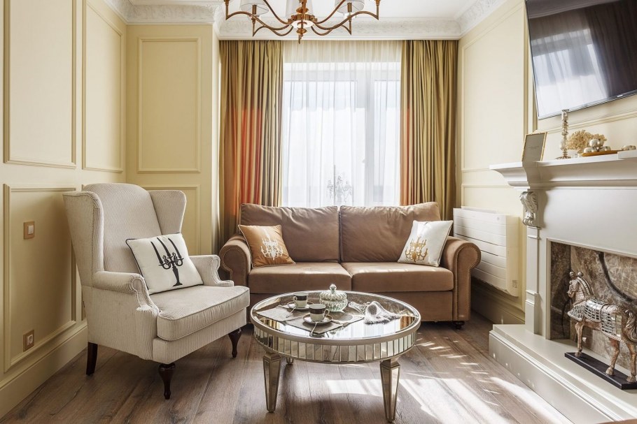 Уютная гостиная в классическом стиле