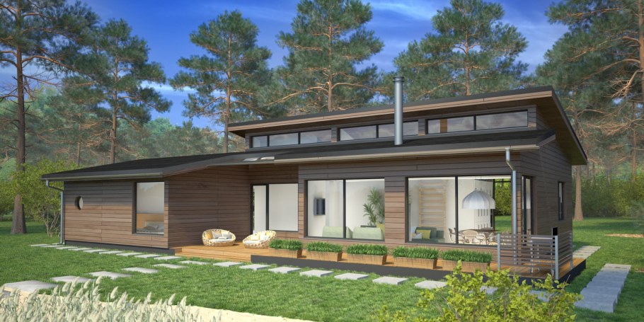 Скандинавский дом 80 кв метров с односкатной крышей