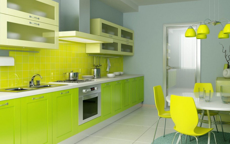 Салатовые стены на кухне