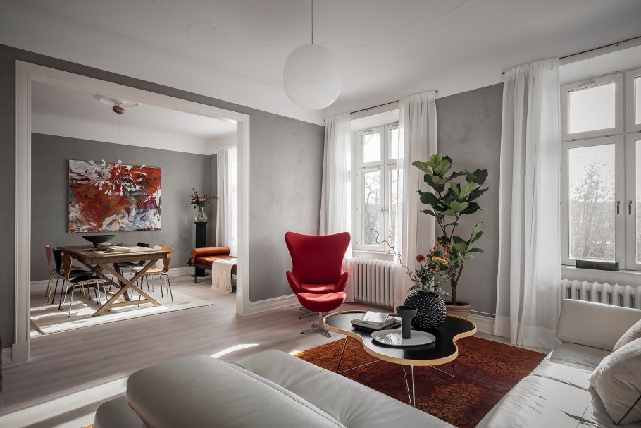 Красный в скандинавском интерьере фото