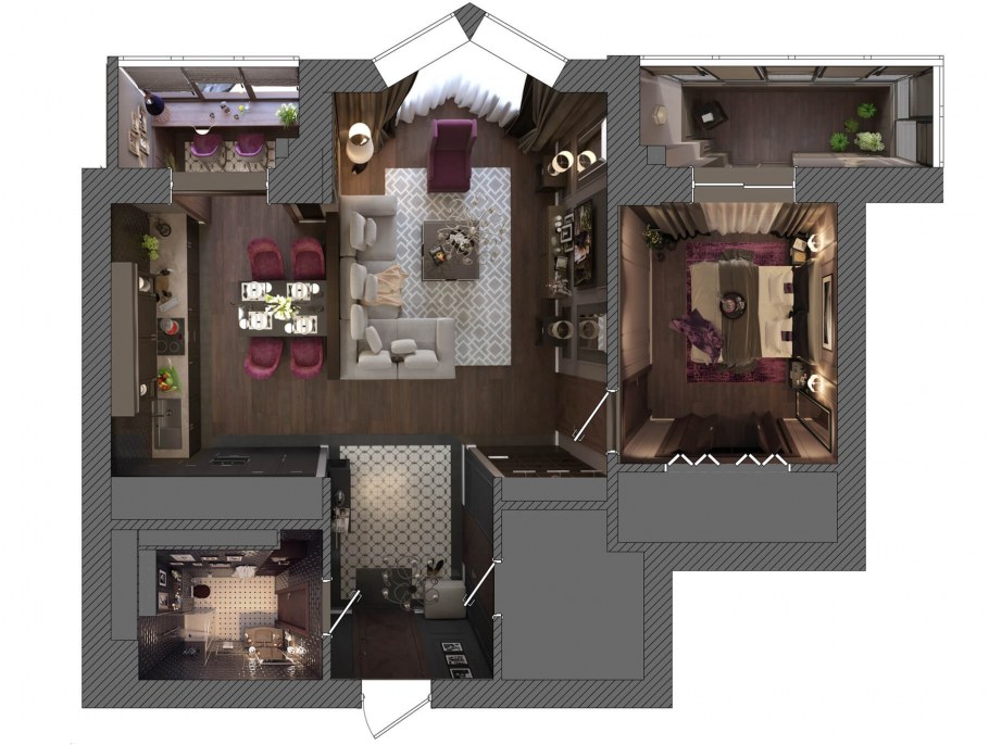 Трехкомнатная квартира вид сверху