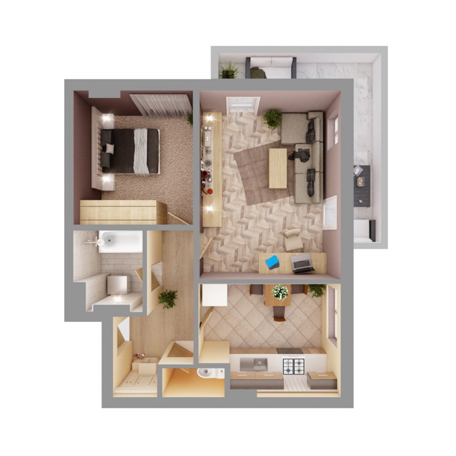 Планировка 2 комнатной квартиры сверху