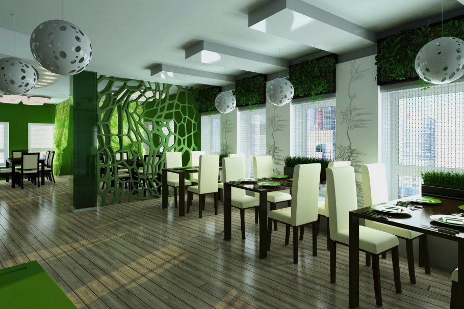 Экостиль в интерьере кафе