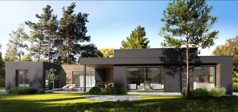 Красивые одноэтажные дома с плоской крышей