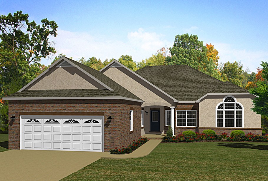 Одноэтажный коттедж в английском стиле без гаража