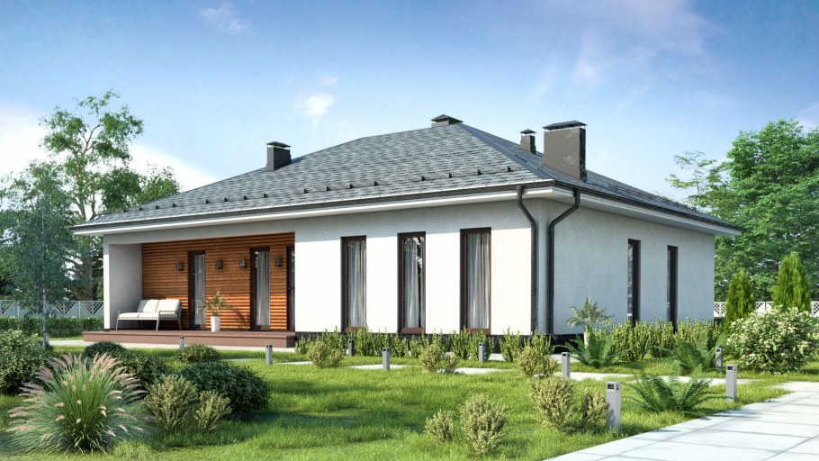 Одноэтажный дом 120кв с террасой