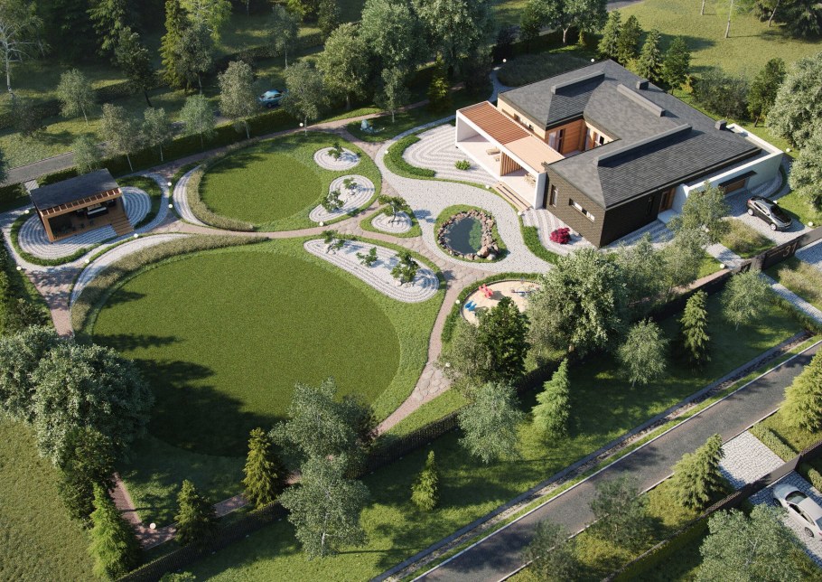 Современная планировка участка