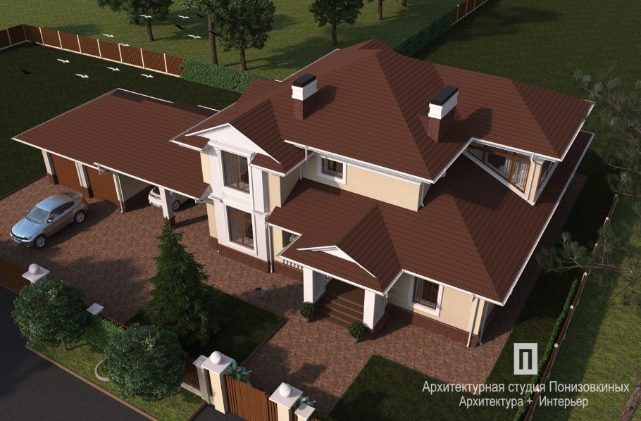 Двухэтажный дом вид сверху
