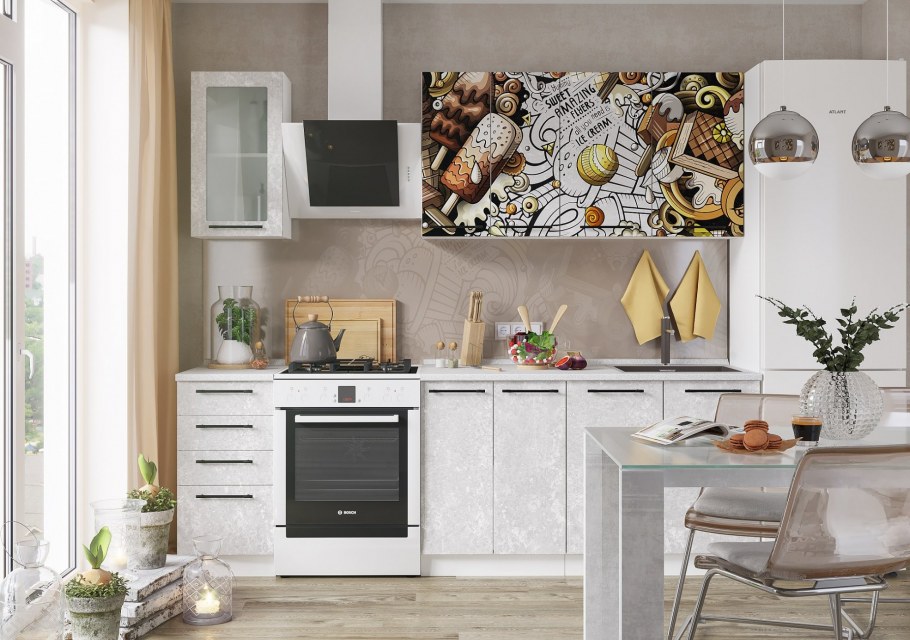 Кухня София олива бетон