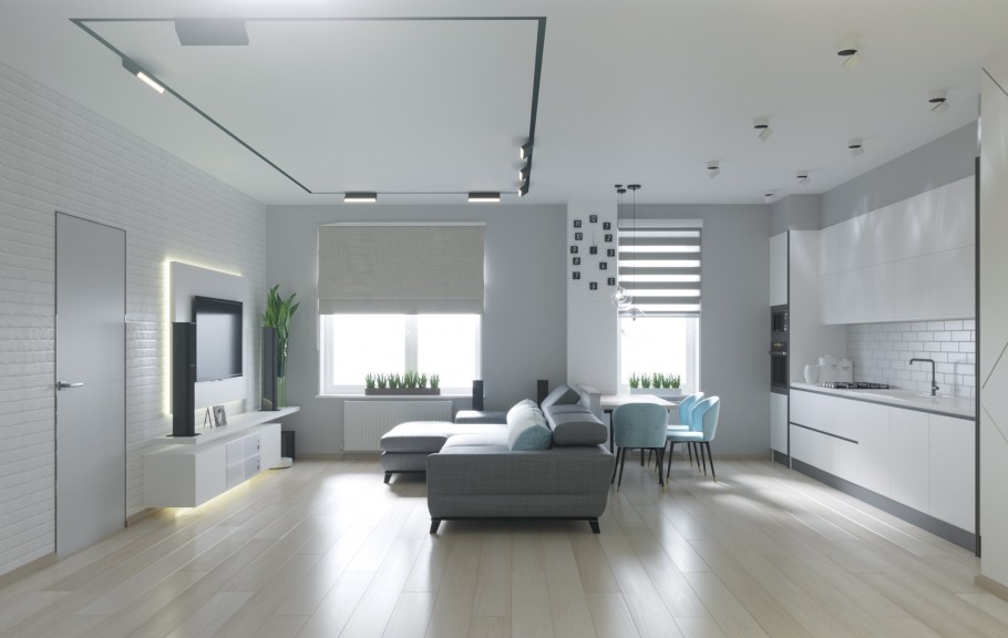 Дизайн проект гостиной в стиле Минимализм