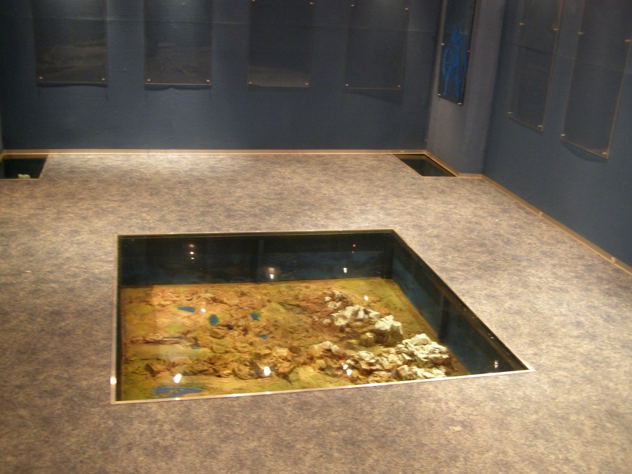 Камни в полу под стеклом