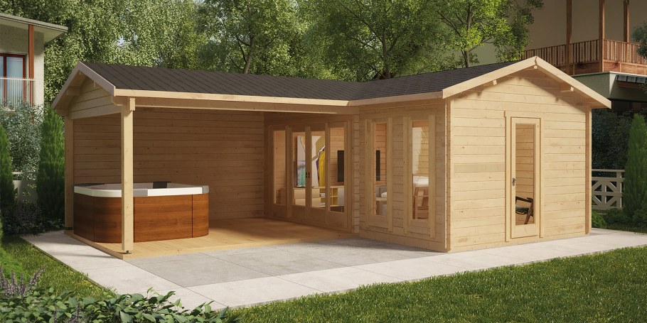 Баня с хозблоком и террасой