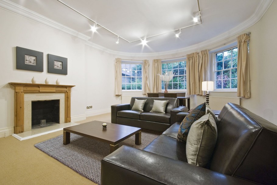 Гостиные с эркером и камином