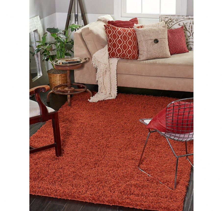 Ковер в гостиную терракотовый цвет
