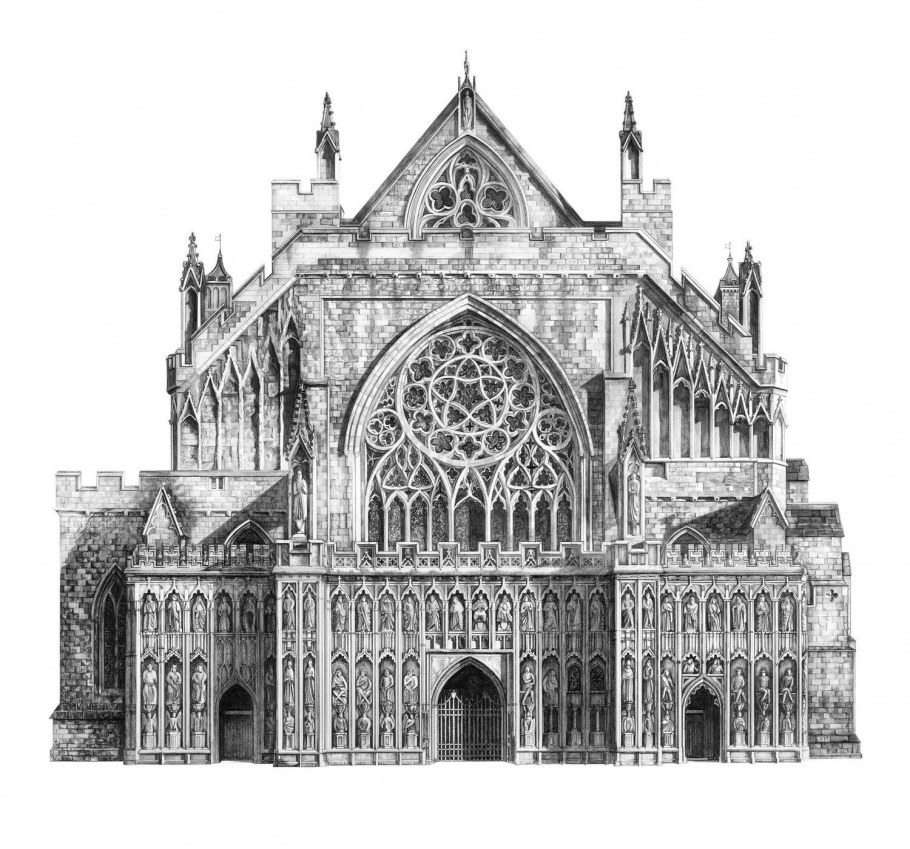 Готический собор Милана в карандаше