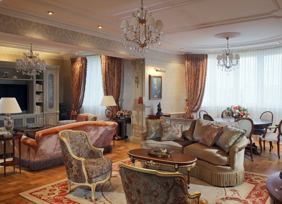 Роскошная гостиная в классическом стиле