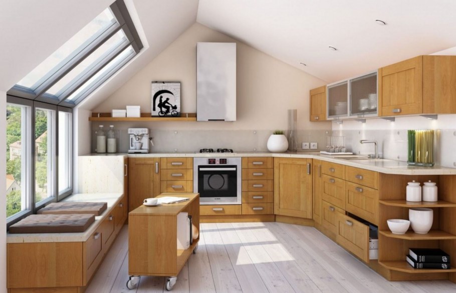Кухня на мансардном этаже