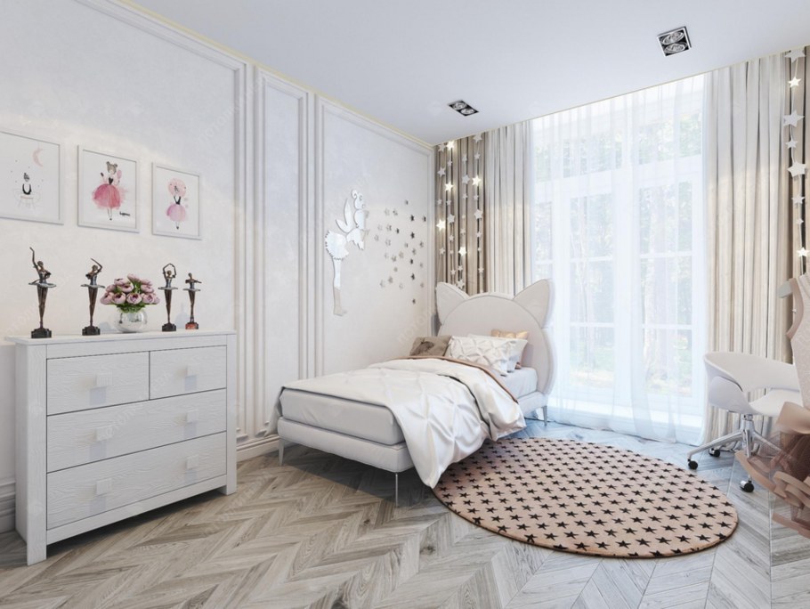 Детская в бело бирюзовых тонах