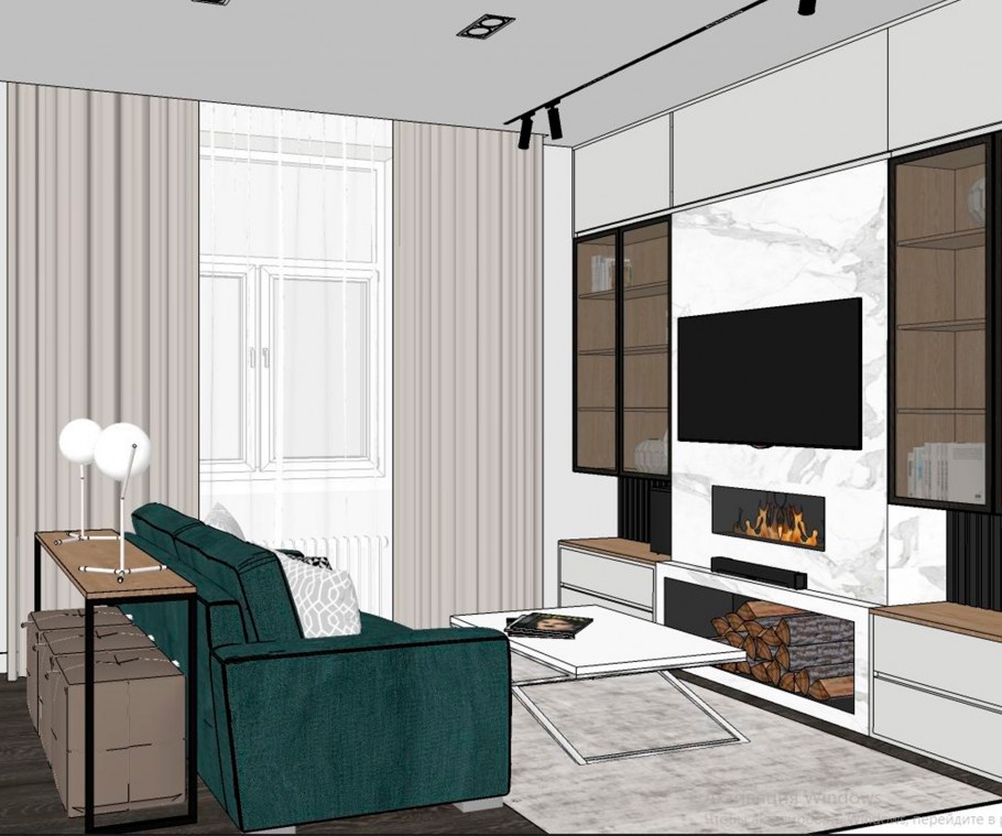 Кухня-гостиная 20 зонирование