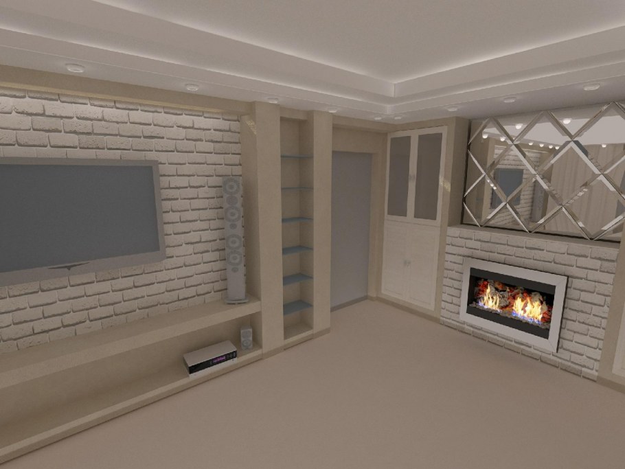 Гипсокартоновая ниша под телевизор