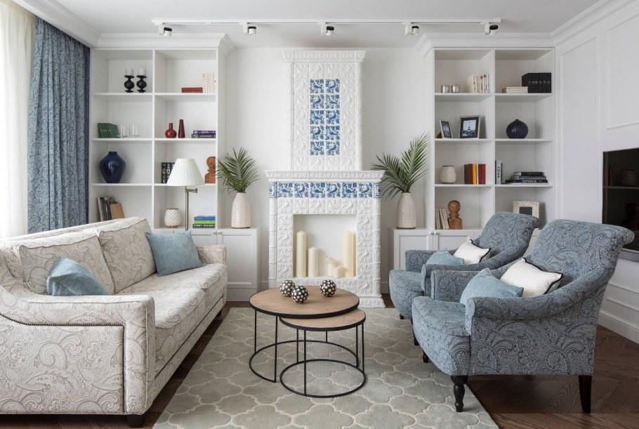 Гостиная с фальш камином