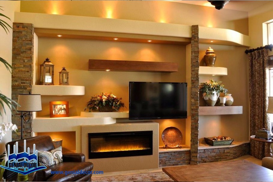 Гипсокартонные ниши в гостиной