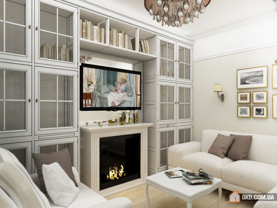Шкафы с камином в гостиную