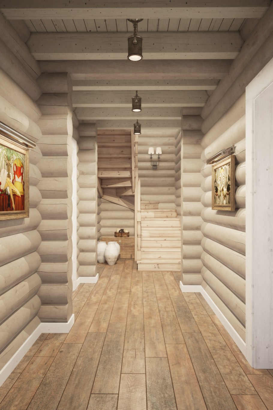Бревенчатые стены в интерьере