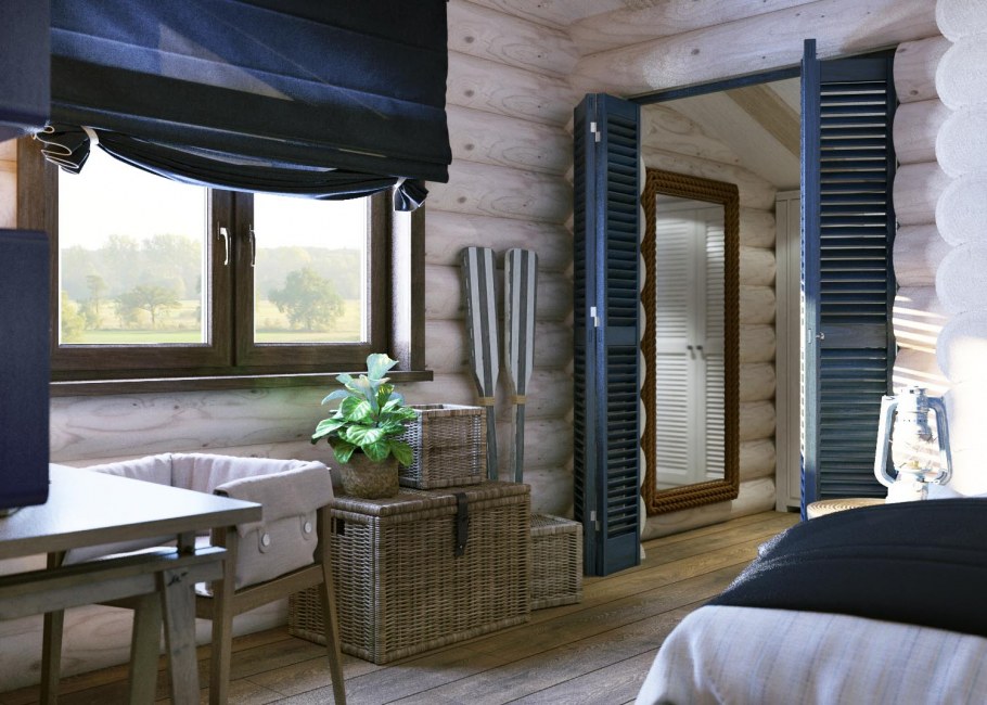 Шторы лофт в деревянном доме