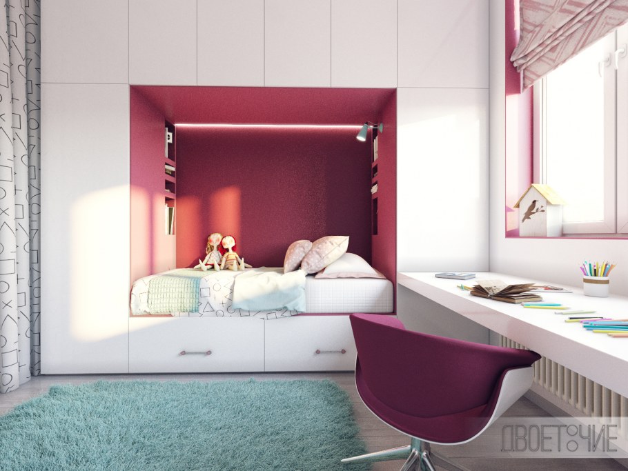 Дизайн детской для девочки с нишей