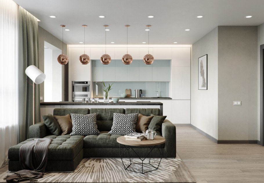 Светильники в интерьере однокомнатной квартиры