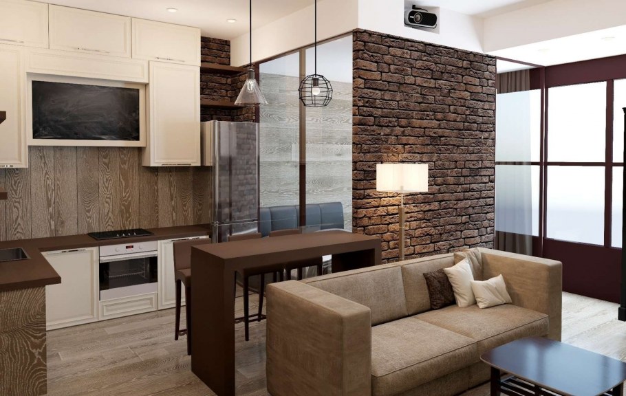 Loft Interior Design кирпич