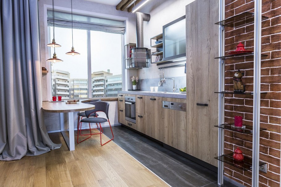 Кухня лофт 32м2