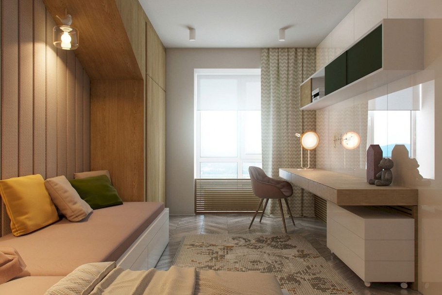 Прямоугольная комната с балконом