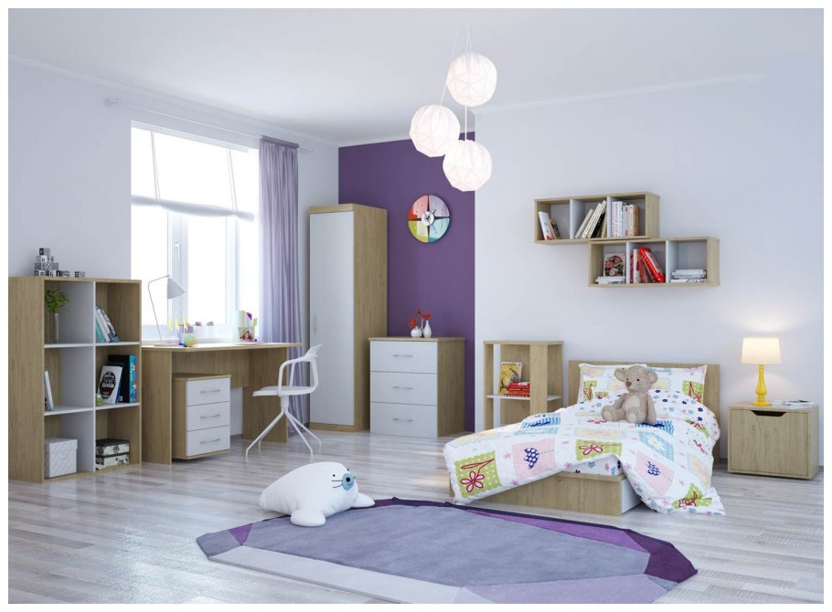 Шкаф двухсекционный Polini Classic дуб белый глянец