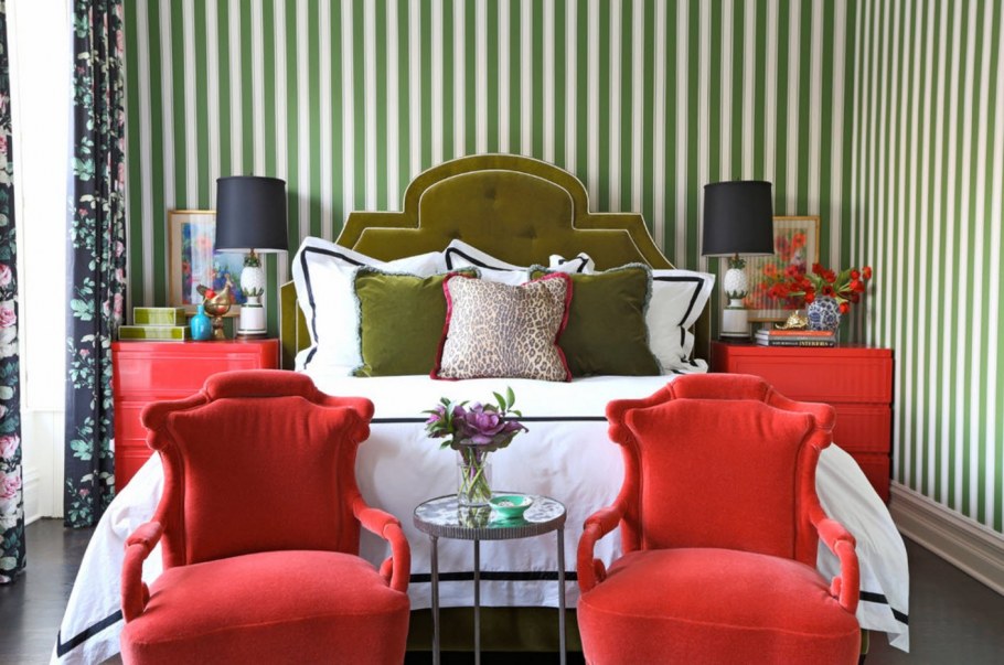 Терракотовый цвет в спальне