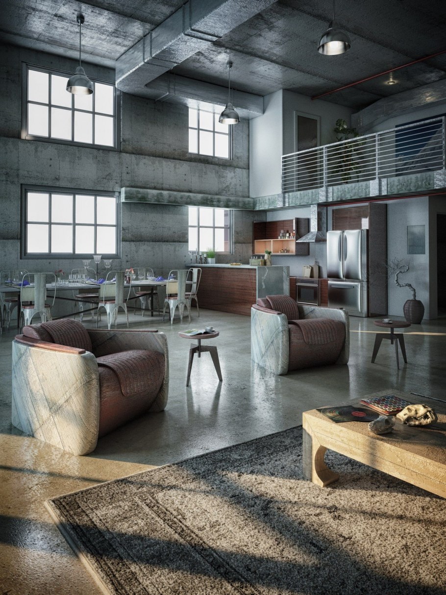 Интерьер в стиле лофт Индастриал