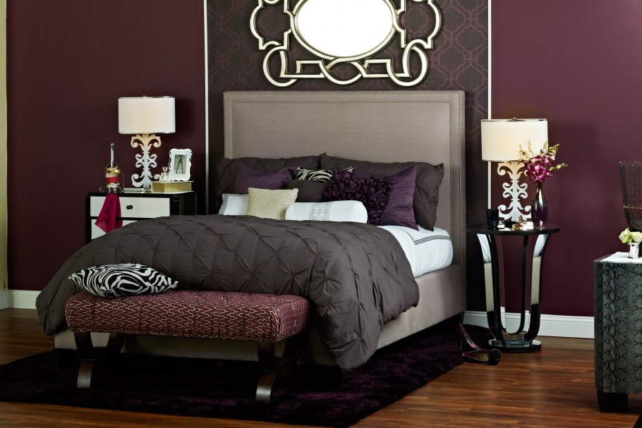 Спальня в викторианском стиле бордо