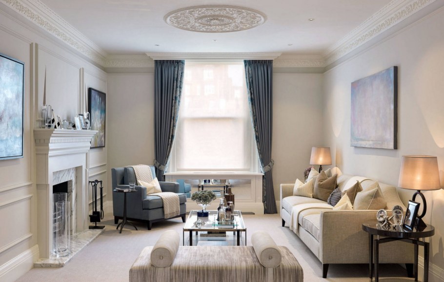 Интерьер гостиной комнаты в стиле Неоклассика