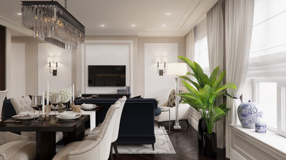 Неоклассика в интерьере гостиной