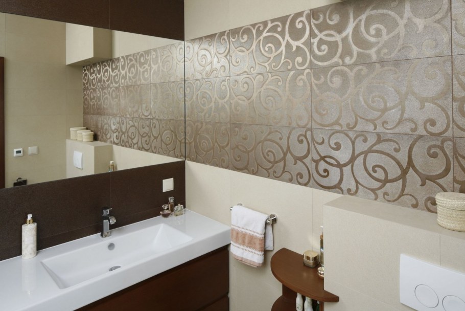 Ванна в коричнево бежевых тонах