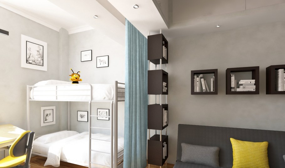 Зонирование комнаты для родителей и ребенка