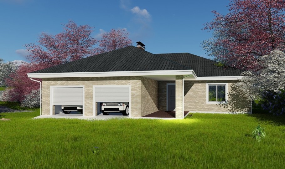 Z500 проекты одноэтажных домов с четырехскатной крышей с гаражом