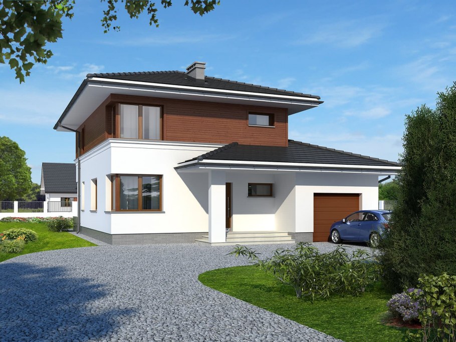 Квадратный дом с гаражом