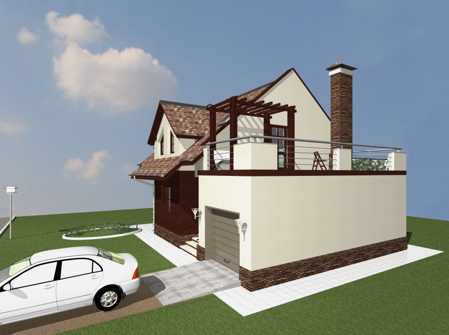 Терраса на крыше гаража