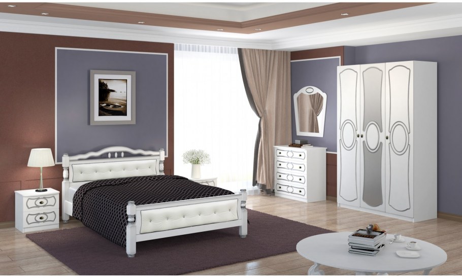 Кровать белый жемчуг Браво мебель